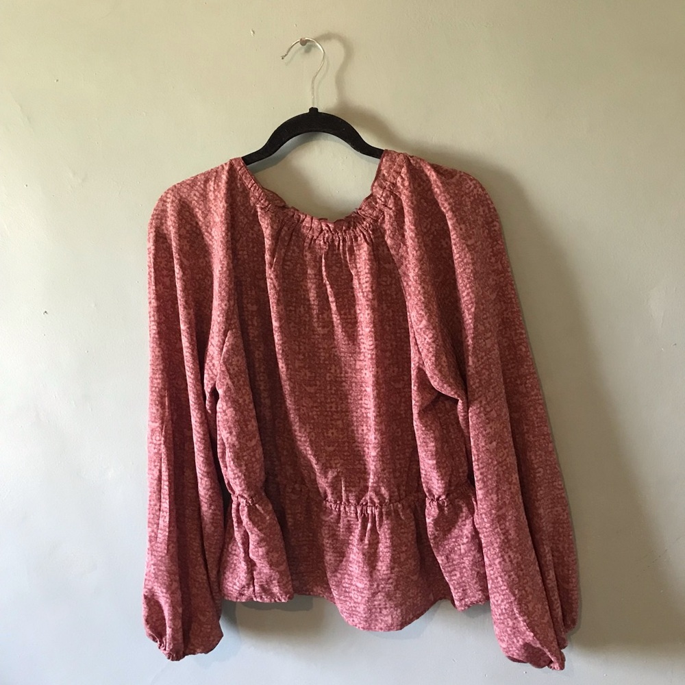 Universal Thread Rose-Pink Peasant Blouse with Drawstring Waist - Picture 3 of 3